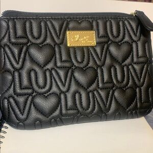 Betsey Johnson Black LUV Pattern Clutch